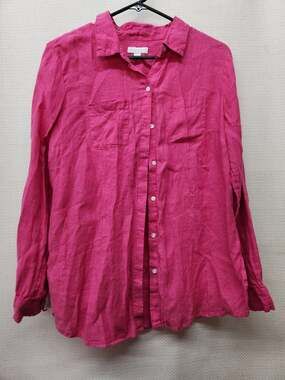 Charter Club Linen Hot Pink Button Up Shirt